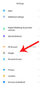 google-acccount-in-setting