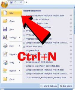 new-document-shortcut-key